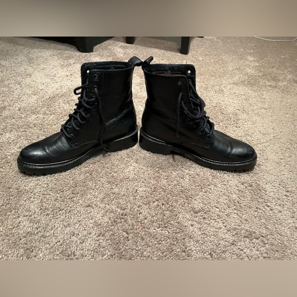 FRYE black leather lace up combat/military boots size 7.5